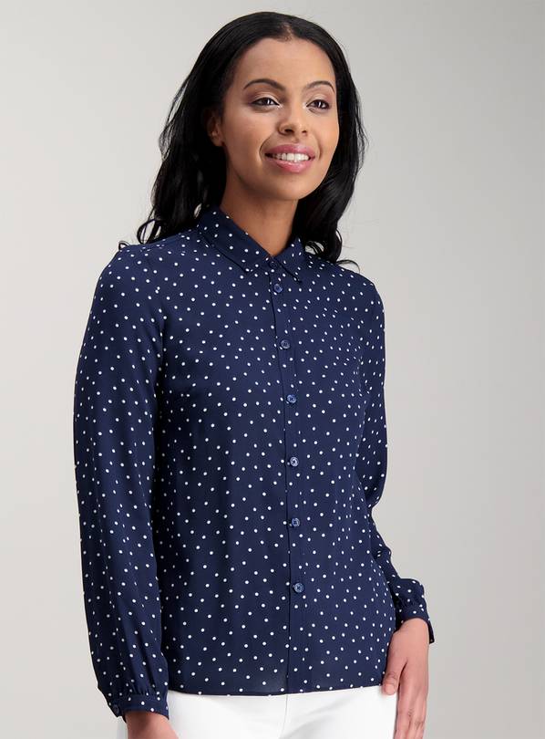 Navy Blue Spotted Print Shirt - 6